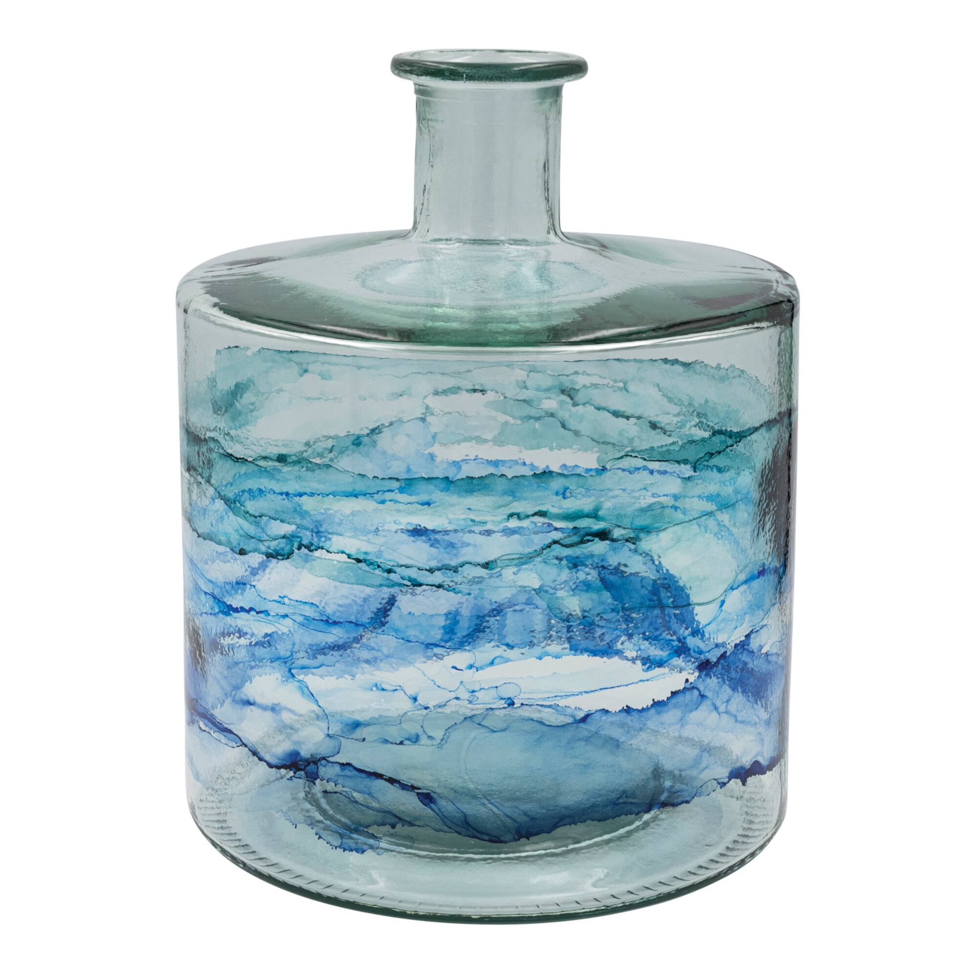 Hello Honey® 10.25" Blue Ombre Hand Painted Reclaimed Glass Vase